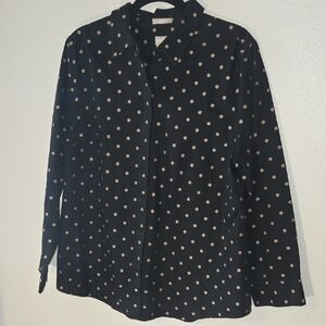 Chico's Black and Tan Polka Dot Button Down Shirt
